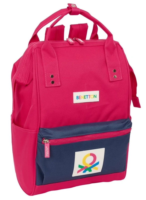 BENETTON CHERRY – Youth Backpack with Handles for Laptops up to 13 Inches, Ideal for Young People of Different Ages, Comfortable and Versatile, Quality and Resistance, 27 x 19 x 40 cm, Cherry/Navy, M,