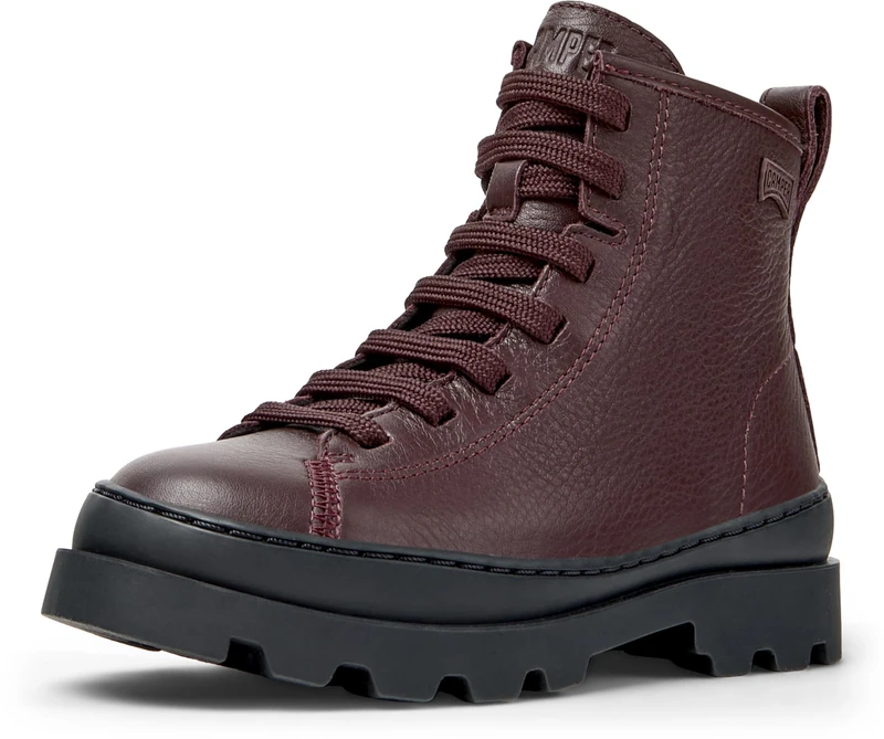 Camper Unisex Kid's Brutus K900179 Lace Up Bootie, Burgundy 031, 12.5 UK Child