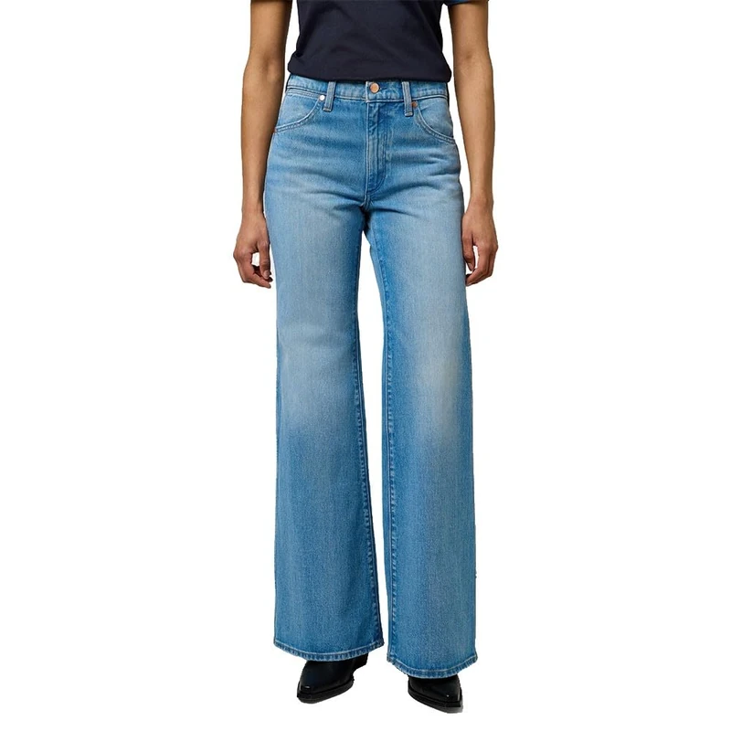 Wrangler Women's 70s Flare Jeans, Soft Ocean, 28W x 34L