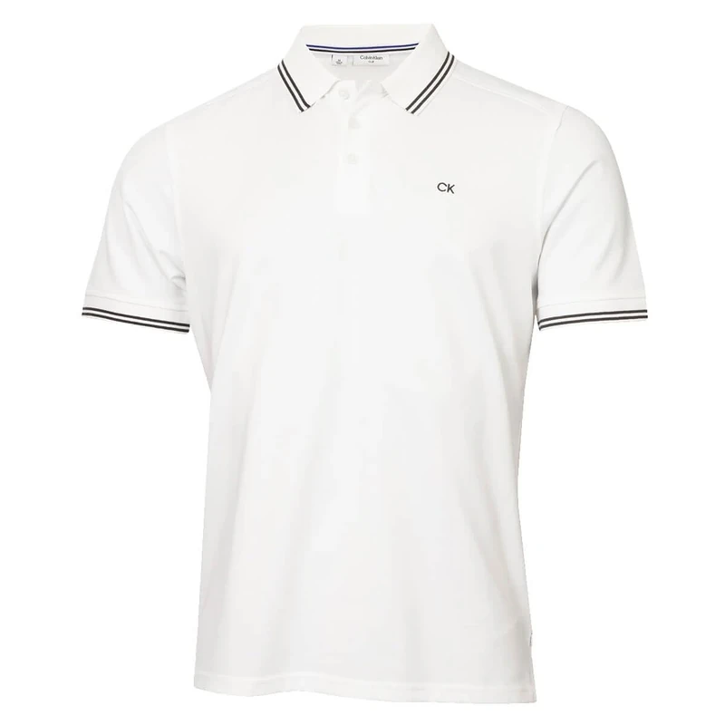 Calvin Klein Mens Campus Tipped Polo Shirt - White Tipped - XXL