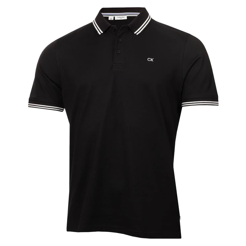 Calvin Klein Mens Campus Tipped Polo Shirt - Black Tipped - S