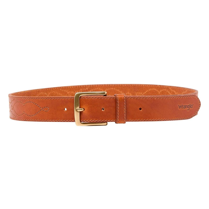 Wrangler Men's Western Stitch Belt, Cognac, 95