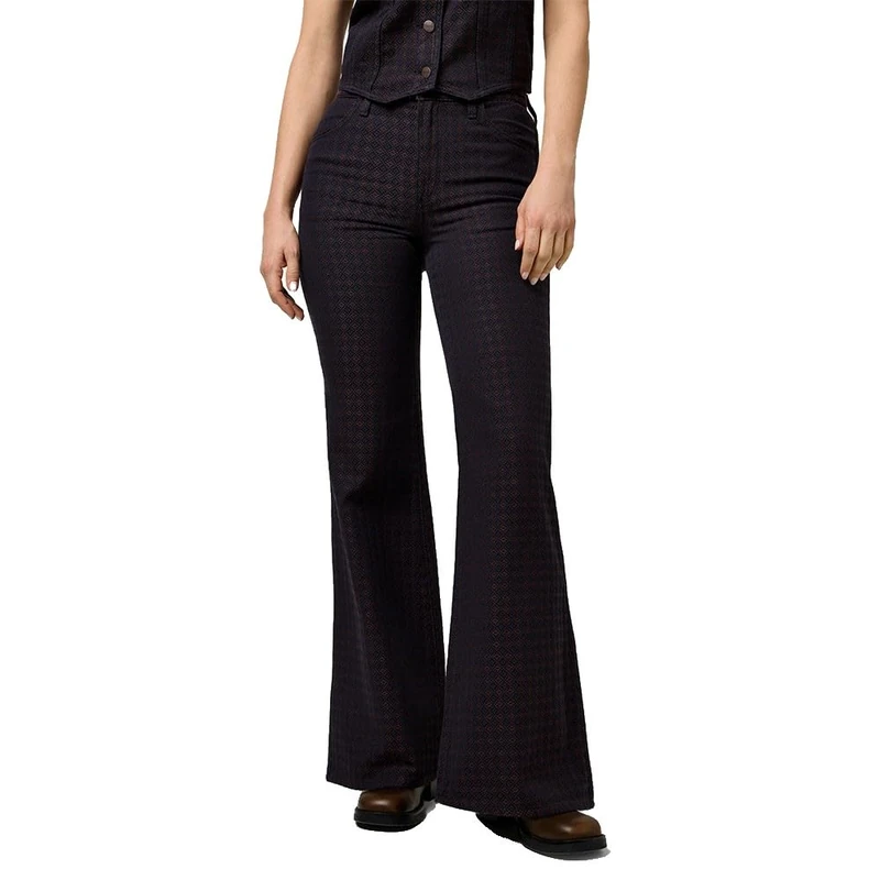 Wrangler Women's 70s Flare Pants, Mahogany, 28W x 34L