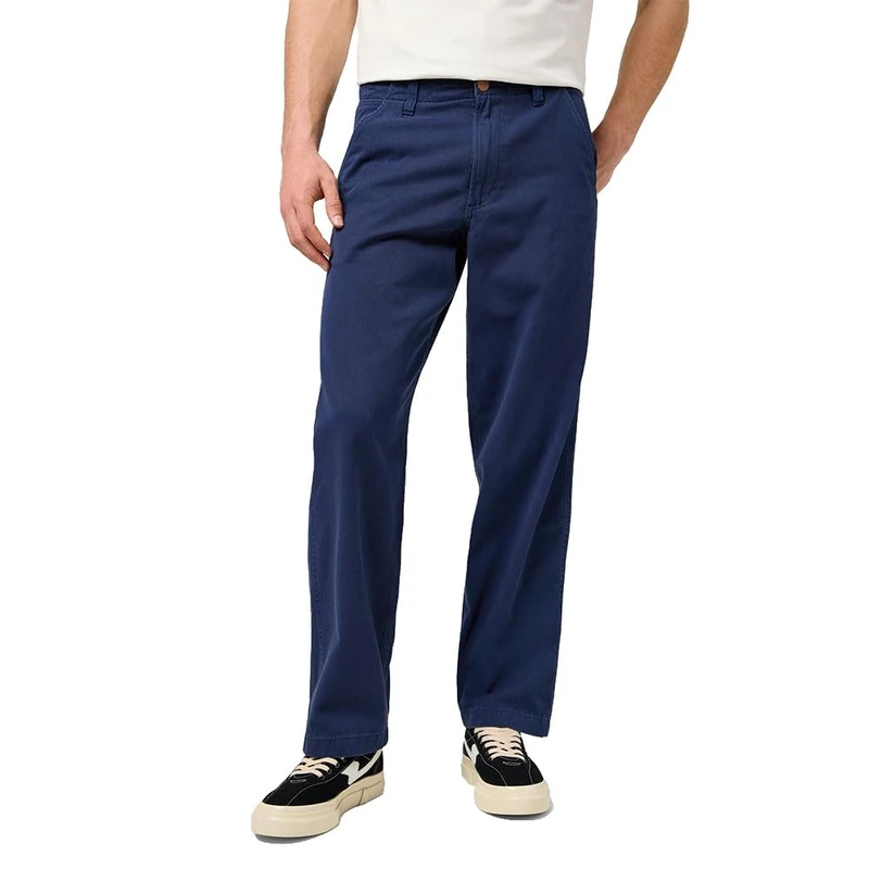 Wrangler Men's CJ Rel Chino Pants Relaxed Fit Straight Leg Jeans, Navy, 32 W/32 L