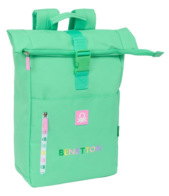 Safta BENETTON MINT – Backpack with Flap for 15.6 Inch Laptop, Ideal for Different Ages, Comfortable and Versatile, Quality and Resistance, 28 x 13 x 42 cm, Pastel Mint Green, M, Casual