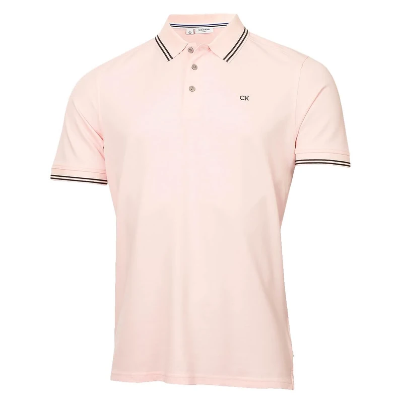 Calvin Klein Mens Campus Tipped Polo Shirt - Baby Pink Tipped - XXL