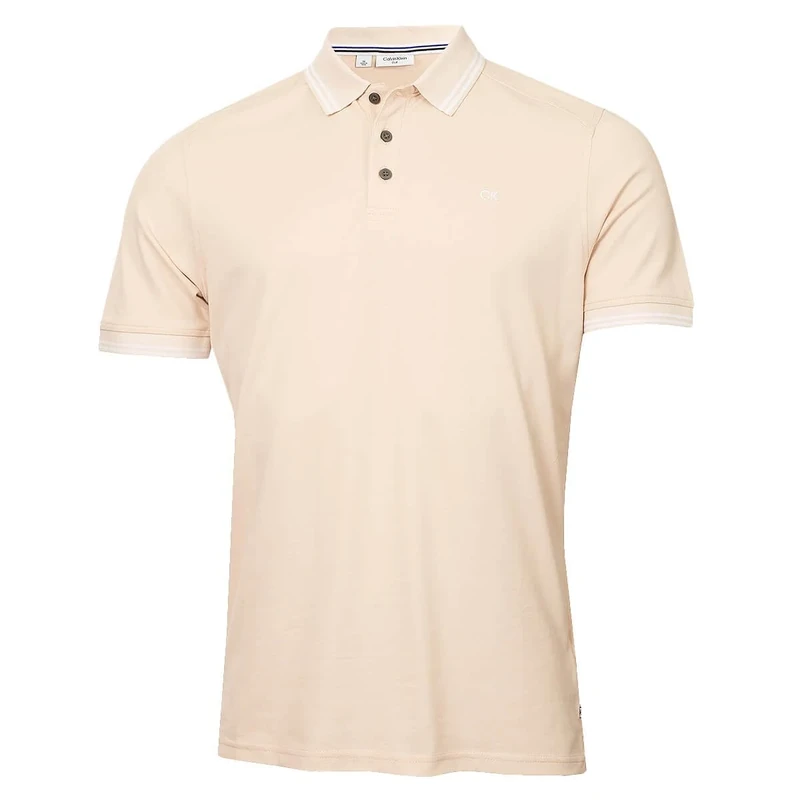 Calvin Klein Mens Campus Tipped Polo Shirt - Stone Tipped - XXL