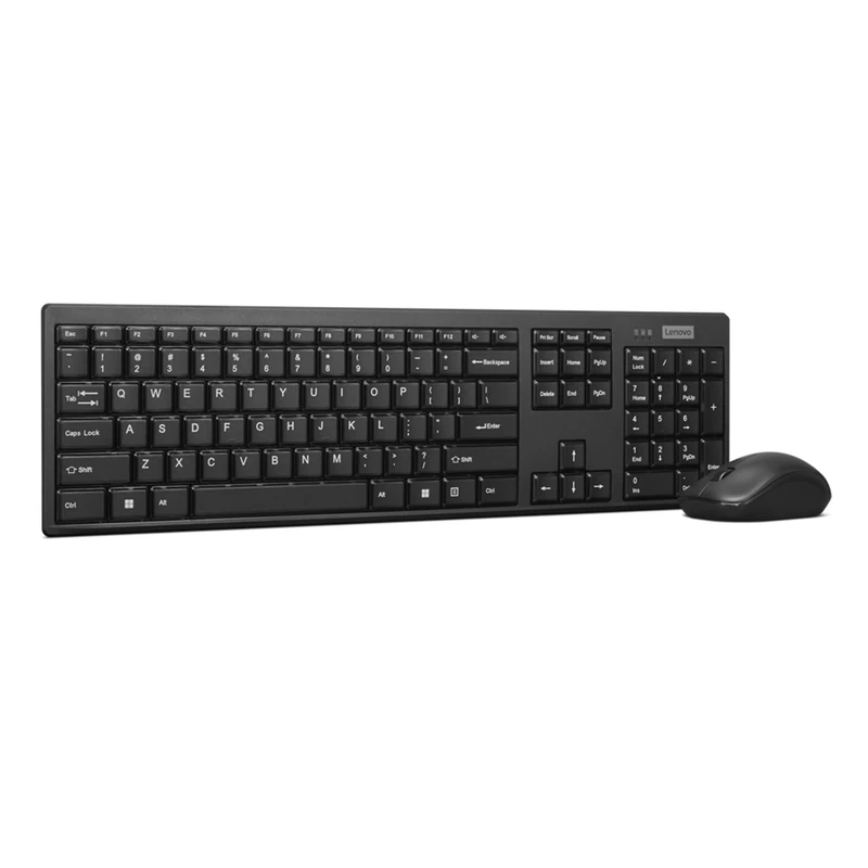 Lenovo 100 Wireless Keyboard and Mouse Combo 2.4G (Optical Sensor Mouse, 1600 dpi, Nano USB Receiver, Compatible with Windows) Spanish QWERTY - Black - Image 1