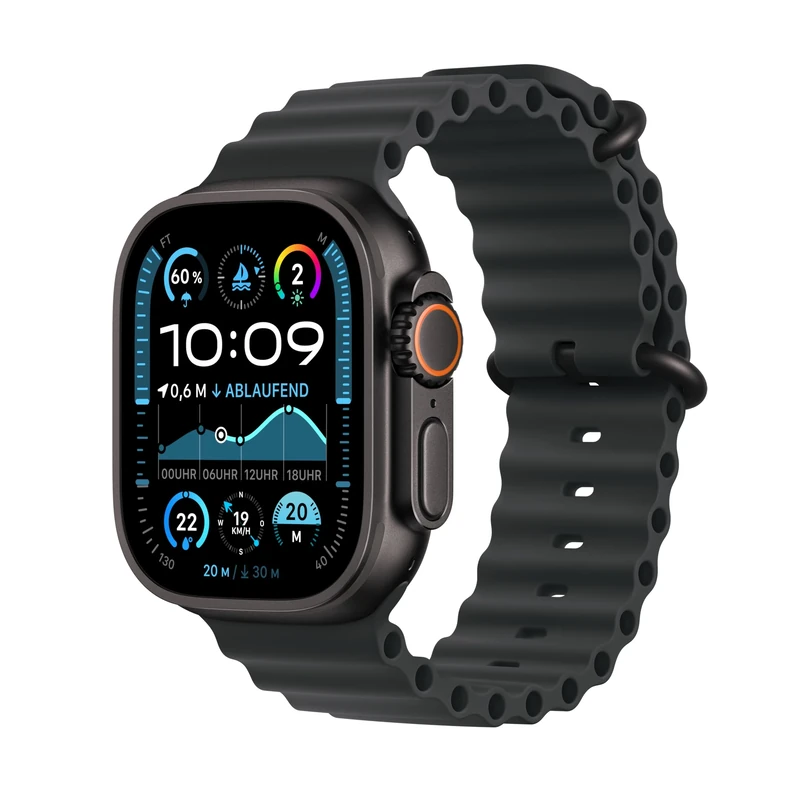 Apple Watch Ultra 2 [GPS + Celular, 49mm] Titanium Case with Black Ocean Band, One Size (Renewed)