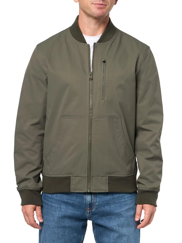 Levi's Men's Rib Knit Bomber with Chest Zip Pocket Jacket, Thyme, S