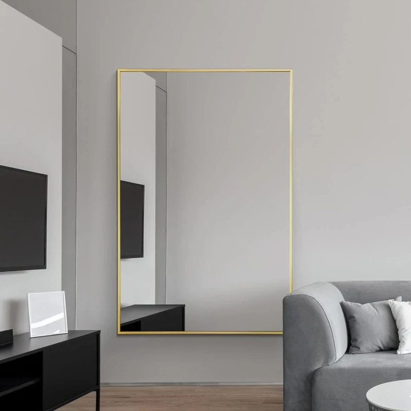 Modern gold Aluminum Metal Wall Mirror: 120 x 80cm – Sleek, Modern Design for Home, Bathroom or Office| Durable Frame, High-Definition Glass, Easy to Mount