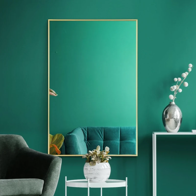 Modern gold Aluminum Metal Wall Mirror: 90 x 60cm – Sleek, Modern Design for Home, Bathroom or Office| Durable Frame, High-Definition Glass, Easy to Mount