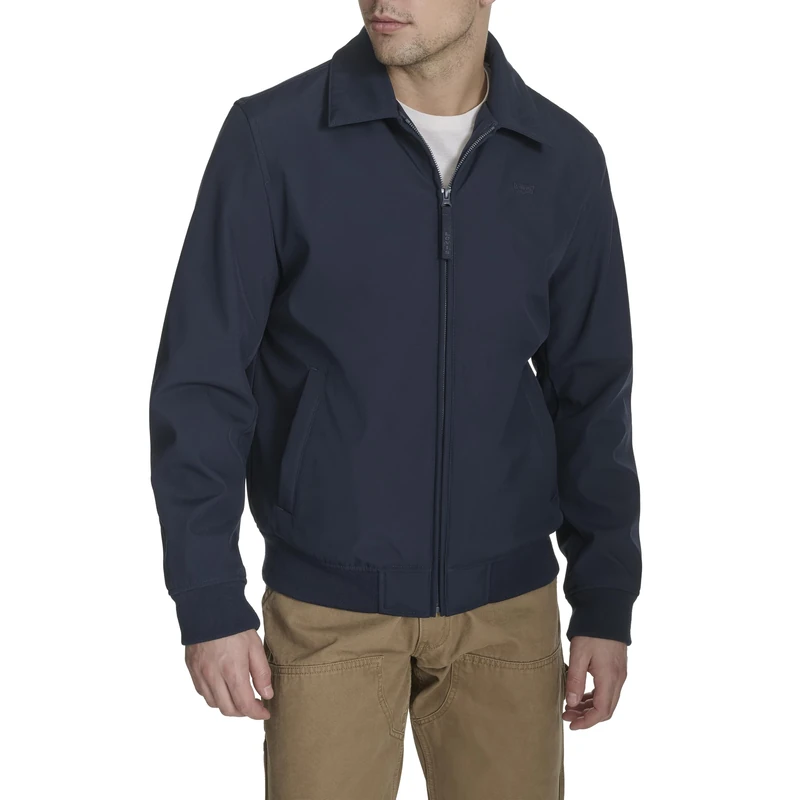 Levi's Men's Lightweight Softshell Varsity Rib Knit Bomber Jacket, Midnight, XL