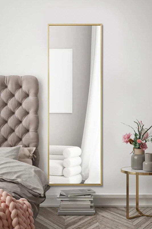 Modern gold Aluminum Metal Wall Mirror: 120 x 40cm – Sleek, Modern Design for Home, Bathroom or Office| Durable Frame, High-Definition Glass, Easy to Mount