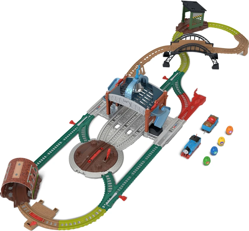 Mattel Fisher Price Thomas & Friends Toy Train Playset, Load & Launch Barrel Delivery with Classic Motorized Engine & Cargo Car, 18 Feet of Track, JGY30
