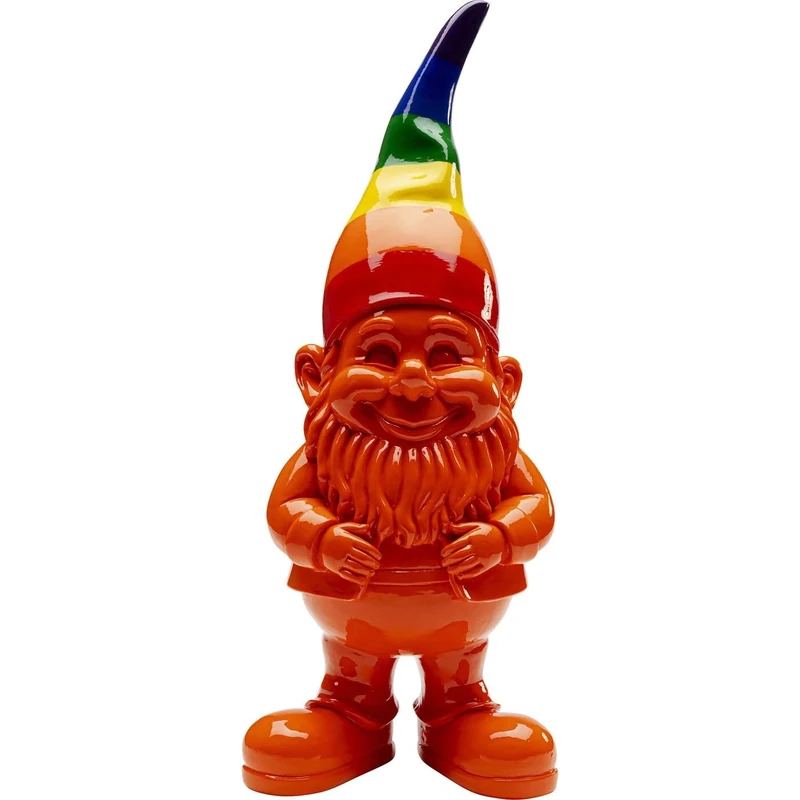KARE Design Deco Figurine Gnome Rainbow, Orange, Modern, Statue, Gift Idea, Decorative Accessories, Room Decor, Decoration for Living Room, Bedroom, Office, 46x18x15cm