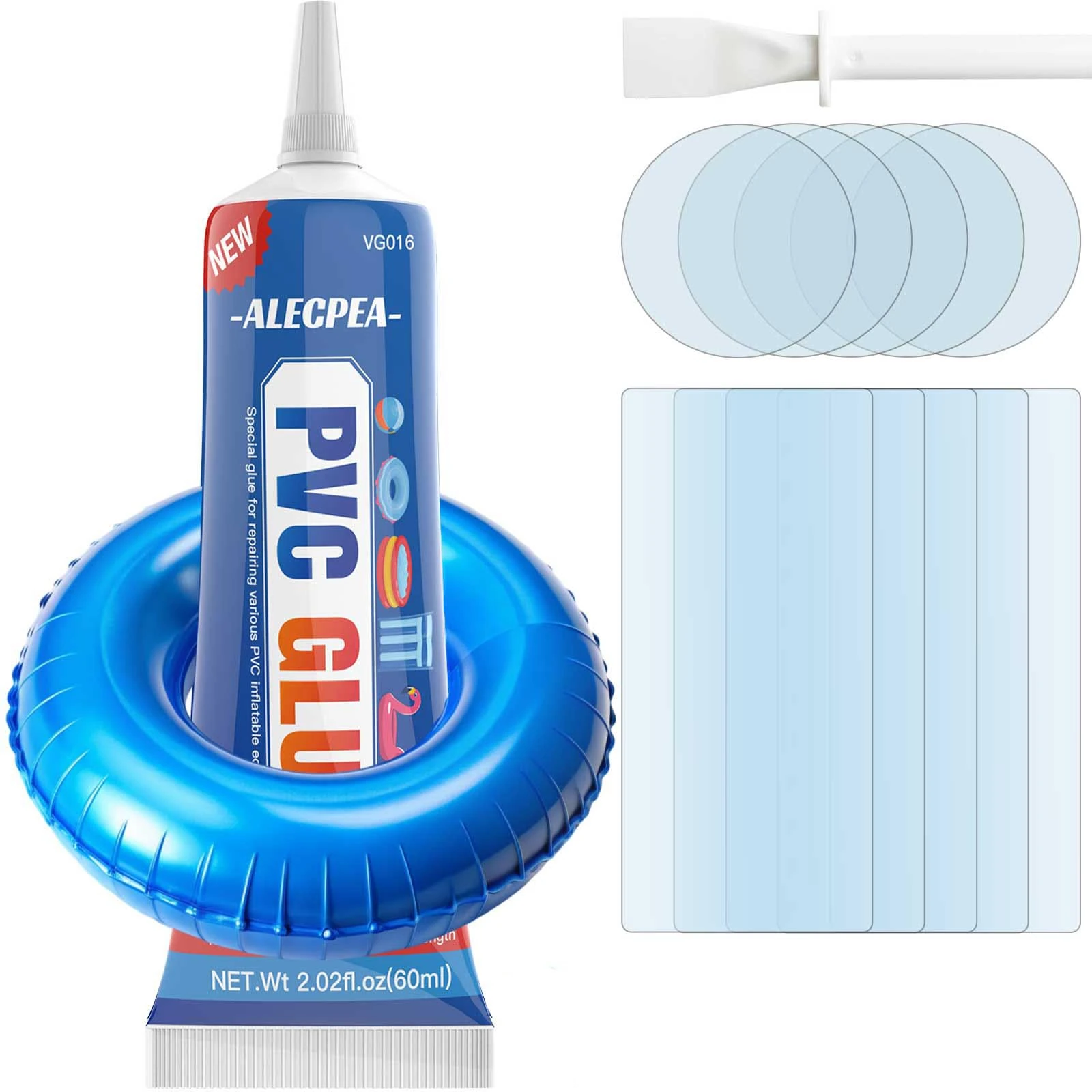 Air Mattress Patch Kit, Pool Liner Patch Kit Waterproof, Transparent Inflatable Patch Repair Kit - Vinyl Repair Kit for Boat,Raft, Swimming Pool, Hot Tubs, Inflatables(60ml 1Pack)