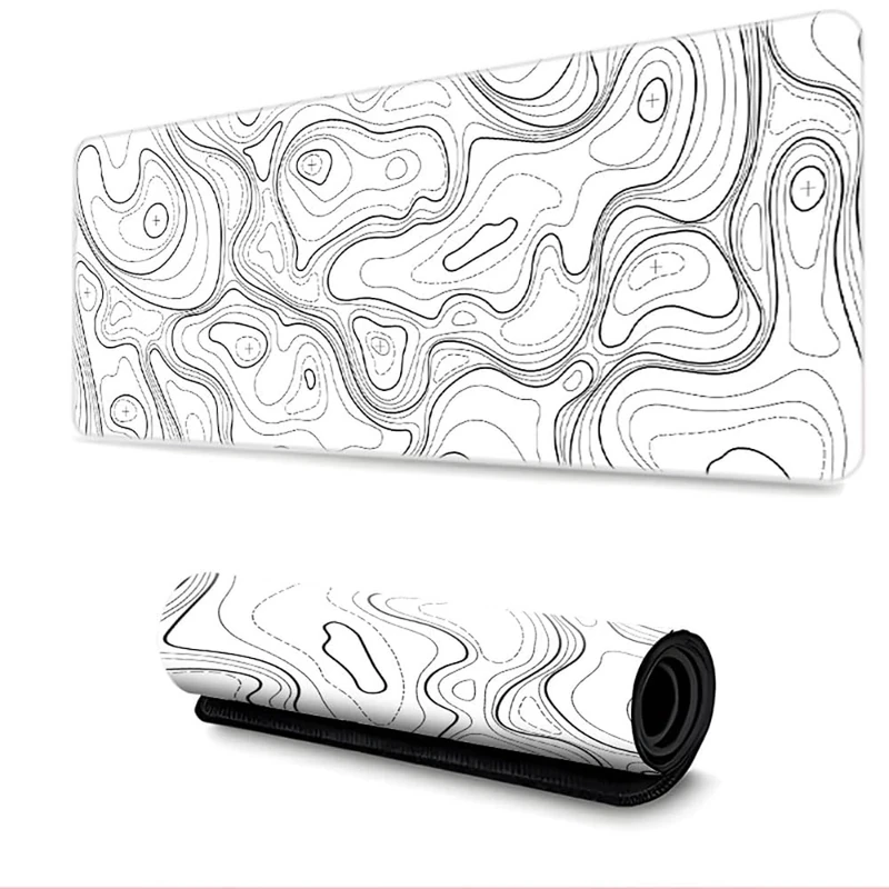 Surwin Gaming Mouse Pad, Washable Large Mouse Pad HD Printing Gaming Mouse Mat with Anti-Slip Base, Desk Mat Long Gaming Mat for Keyboard Computer Laptop Office Home Work (300x700mm,White 4)