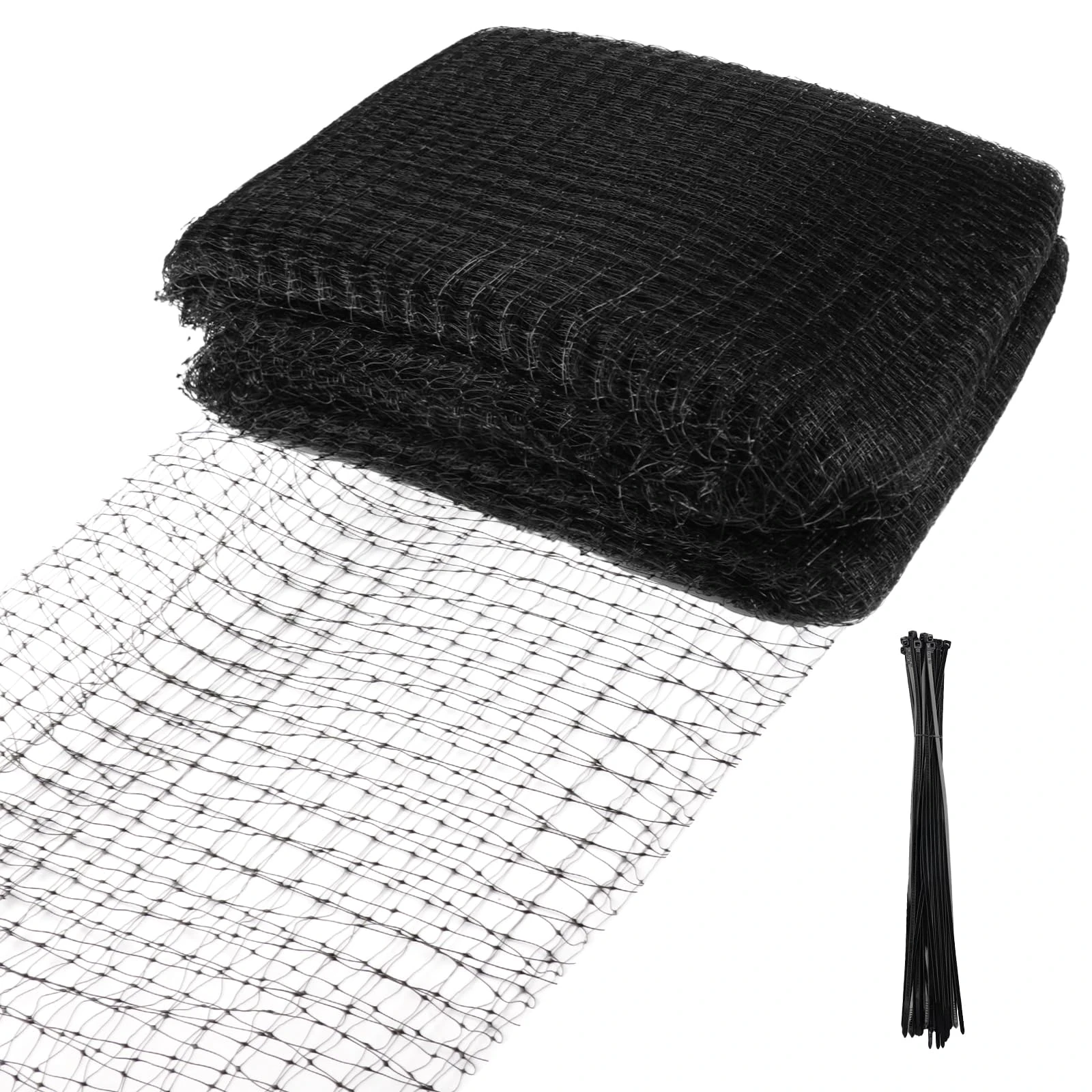 Heavy Duty Garden Netting 7 x 65 ft with 30 Cable Ties - Mesh for Protecting Vegetables, Fruits, Plants Against Birds, Animals, Pests - Reusable Pond Protection