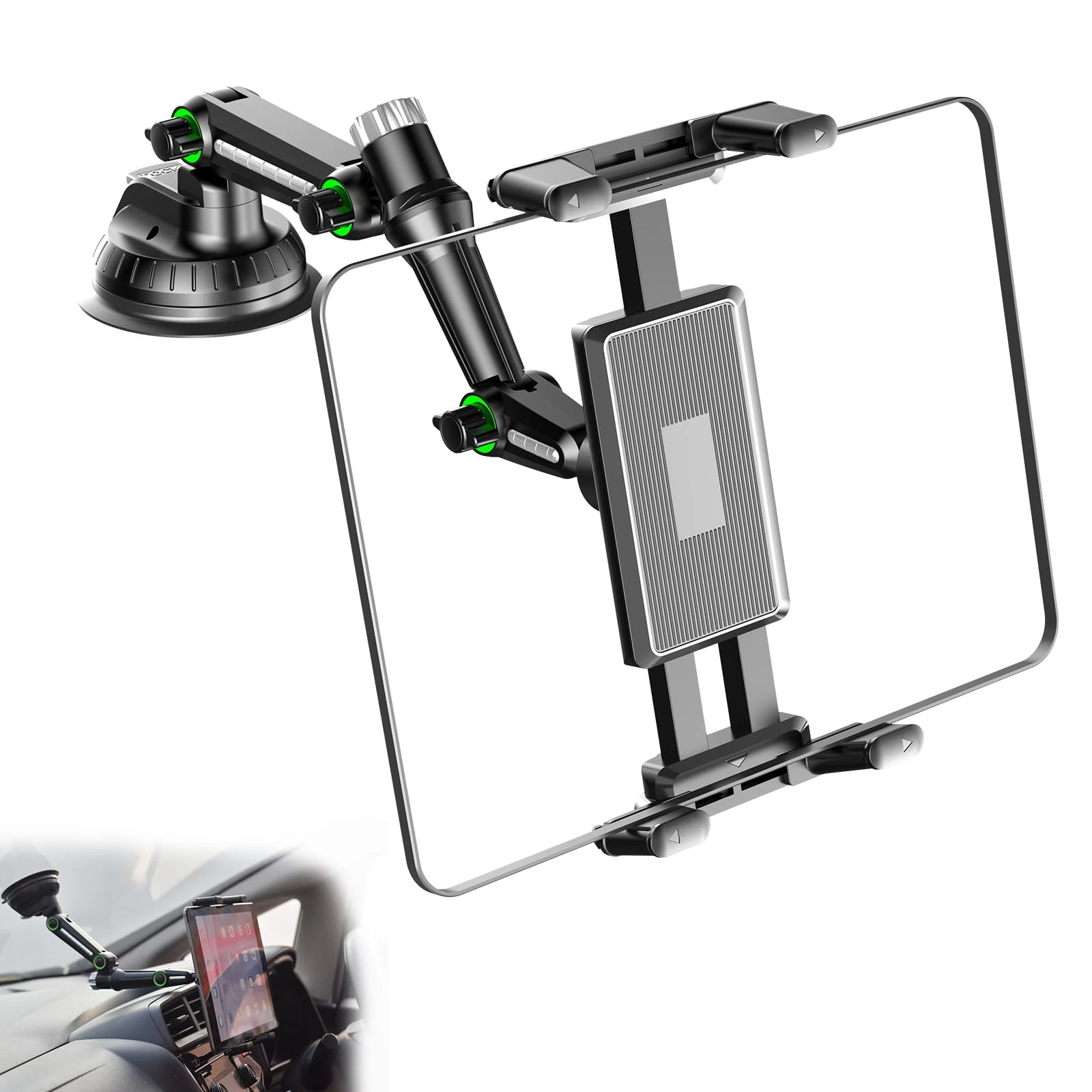 Noaya Car Tablet Holder - 360° Rotating Adjustable Tablet Holder for Cars, Tablet Car Holder for Dashboard Windshield, Tablet Cars Mount Suitable for Ipad Iphone Samsung 5"-13" Phone Tablets