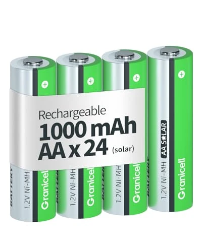 Granicell Rechargeable AA Batteries 4 Pack, 1.2V Ni-MH 1000mAh Pre-Charged High Capacity Double A Batteries - Ideal for Solar Lights, String Lights & Home Devices