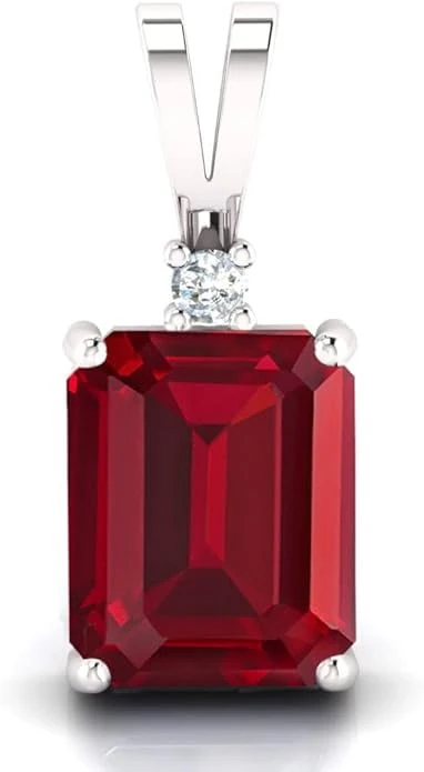Natural Certified Fine Jewelry 4.75 Carat Astrological Red Ruby And American Diamond Pendant Necklace Birthstone 925 Sterling Silver For Women's