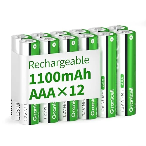 Granicell AAA Rechargeable Batteries 1100 mAh High Capacity 1300 Cycle,1.2V NiMH Low Self Discharge AAA Battery,12 Pack