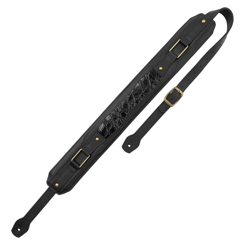 Levy's Apex Series Genuine Crazy Horse Leather 3" Guitar Strap with Padding and Antique Brass Hardware, Black (MCH11APX-BLK)