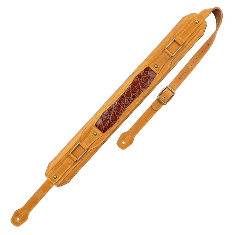 Levy's Apex Series Genuine Crazy Horse Leather 3" Guitar Strap with Padding and Antique Brass Hardware, Tan (MCH11APX-TAN)