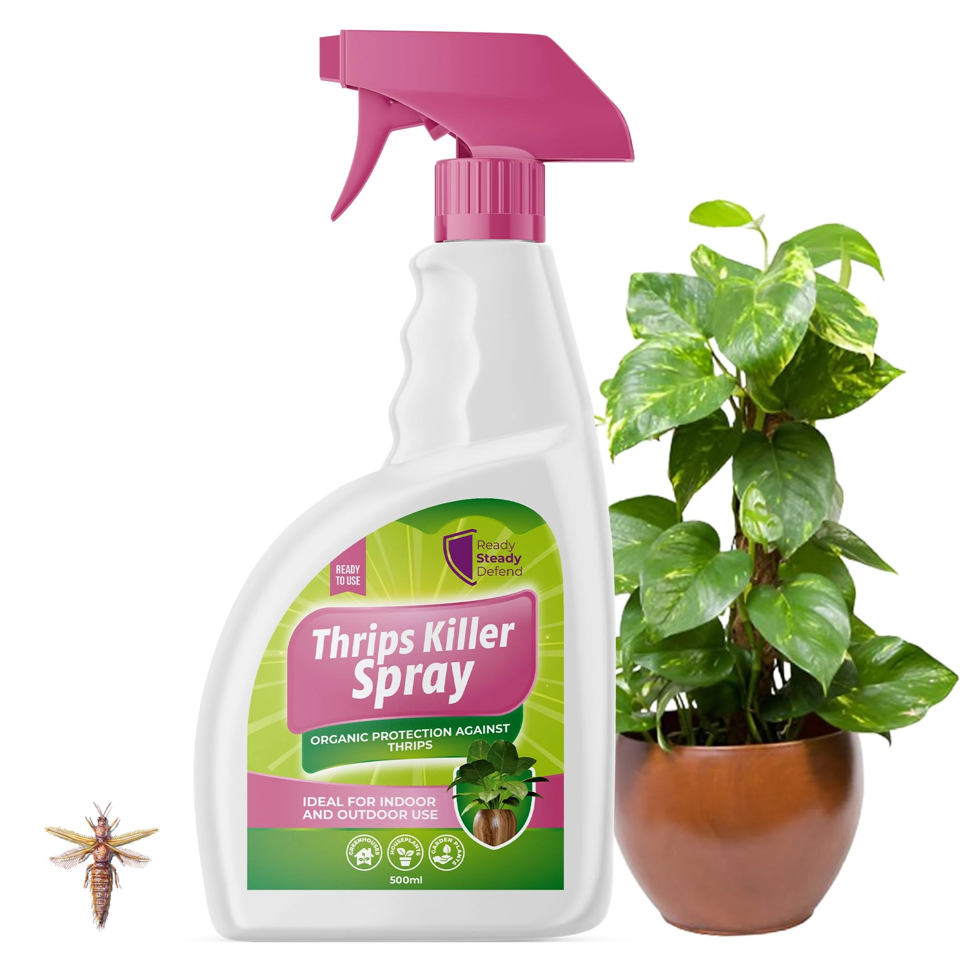 Thrips Killer Spray 500ml - Effective Insecticidal Soap Bug Spray for Home & Thrips Killer Houseplants - Plant Protection Solution for Indoor & Outdoor Use - Natural Formula for Healthy Plants