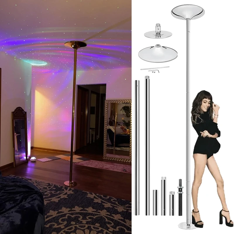 Stripper Pole for High 11ft 10ft 9ft 8ft 7ft Ceiling Home, Spinning Static Dance Pole Portable Removable Adjustable Height, 45mm Professional Dancing Pole with Accessories Kit(274CM-287CM/9ft-9.4ft)