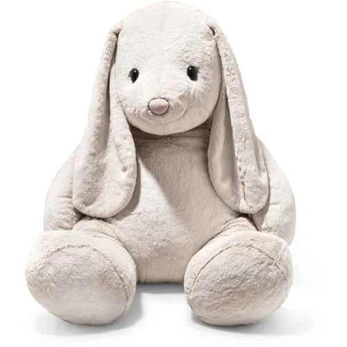 Steiff Hoppie Rabbit 80 cm Light Grey, Plush Toy with Floppy Ears, Soft Cuddly Friends, Fluffy Stuffed Toy for Cuddling and Playing, Cuddly Toy for Girls and Boys, Machine Washable
