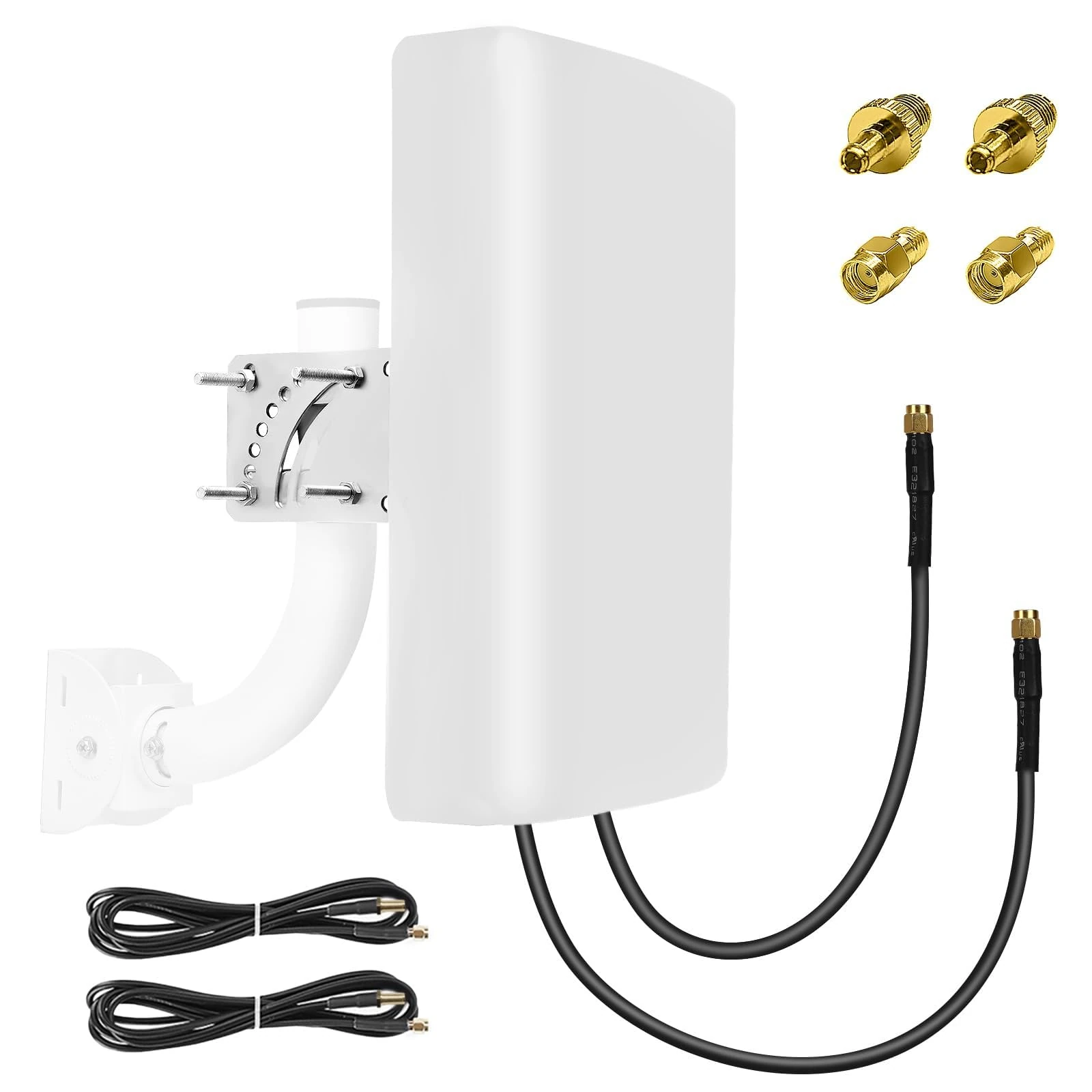 Maswell 4G 5G Directional 2X2 MIMO Antenna Outdoor, High Gain 10dBi, 700-3800MHz Cellular Signal Enhancer with 10km Range, SMA-Male LMR240 Equivalent Cables & TS9/RP-SMA