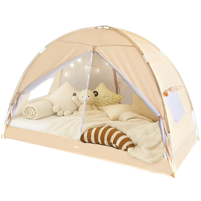 LEEDOR Bed Canopy for Kids/Adults,Mosquito Net & Privacy Tent 2-in-1 Bed Tent,Air Ventilation Mesh & Blackout Cloth Double Design Dream Tent,Indoor Safety Bed Tent for Girls/Boys Twin