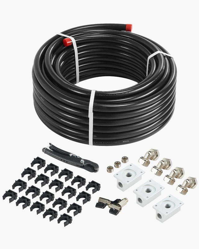 VEVOR Air Compressor Line Kit, 100FT x 3/4", HDPE-Aluminum Compressed Air Piping System, Leak-Proof, Pressure-Resistant & Easy-to-Install, Compressed Air Line Tubing Kit for Garages Workshops, Black