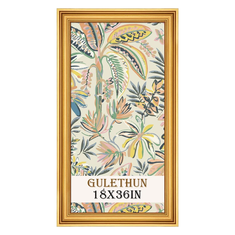 GULETHUN 18x36 Frame, Transitional Modern Design Picture Frames, 18 by 36 Rustic Poster Frame for Home Decor, Gold Vintage Photo Frame, Horizontal or Vertical Display, Choose Size & Color
