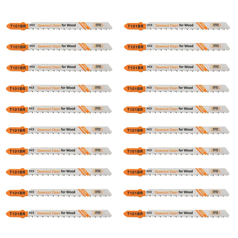 20PCS T Shank Jigsaw Blades Set - BGTEC HCS(SK5) Jig Saw Blades for Wood, Plastic Cutting(T101BR)