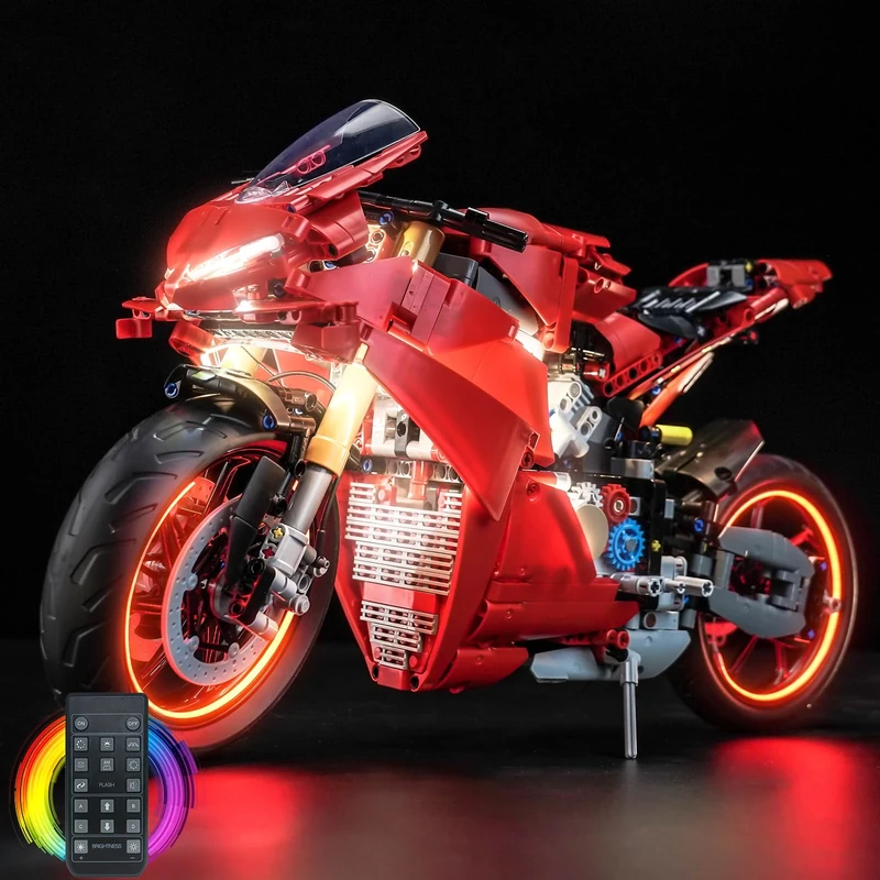 LocoLee RC Led Light Set Compatible with Lego Ducati Panigale V4 S Motorcycle Led Decoration Lighting Kit Compatible with Lego 42202 Building Blocks Model,Only Lights Set,No Model