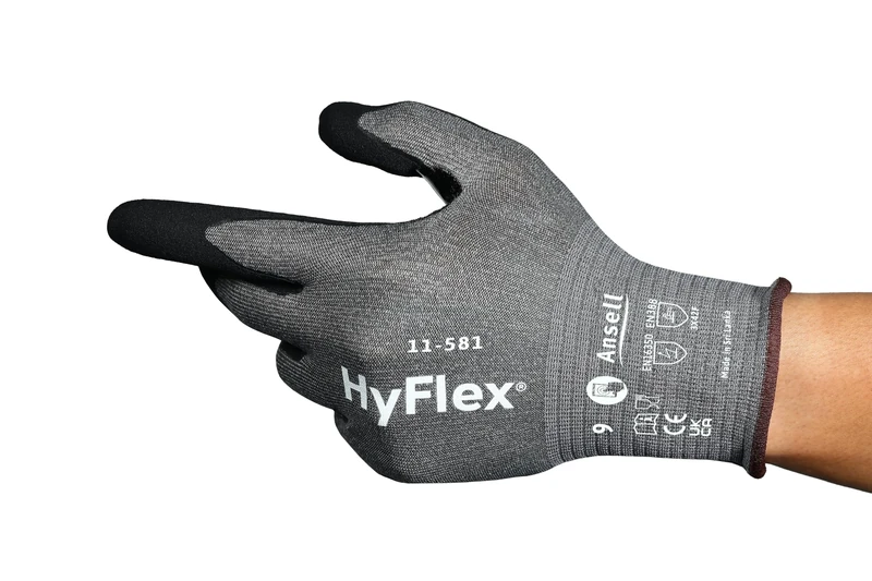 Ansell Hyflex 11-581 Safety Work Gloves Mechanical Protection, Size 7(S), (12 Pairs)