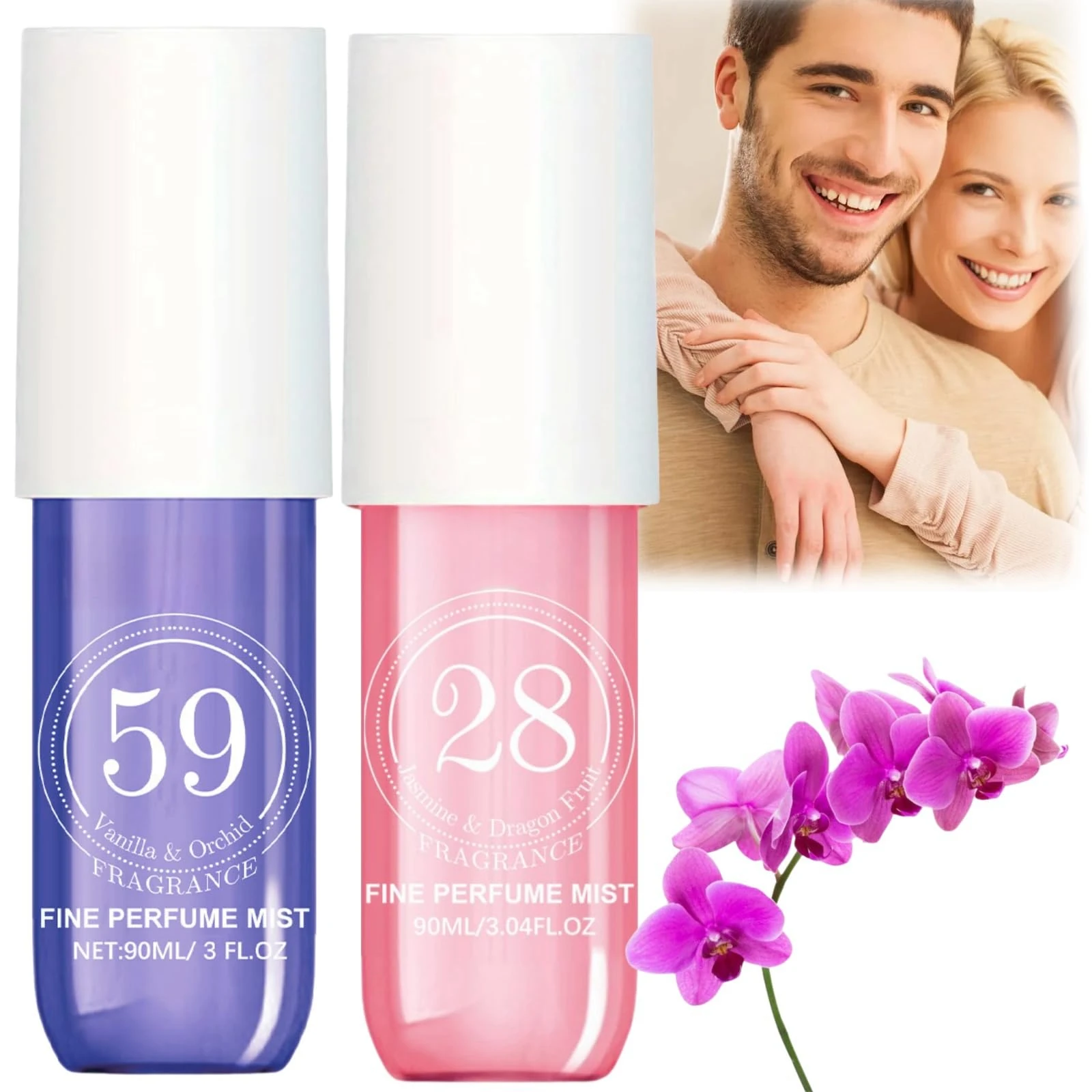 2pcs Long Lasting Body Spray and Hair Mist - Fruity Fragrance Perfume for Women With Pheromone