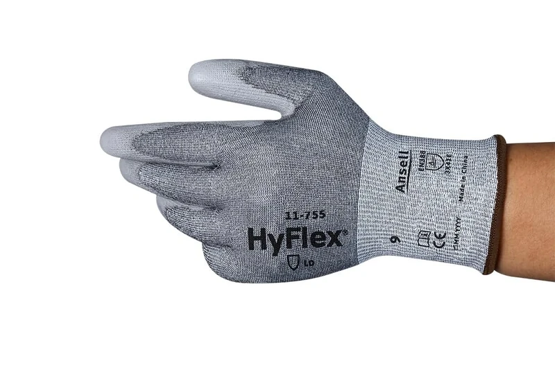 Ansell Hyflex 11-755 Safety Work Gloves Mechanical Protection, Size 8 (M), (12 Pairs)