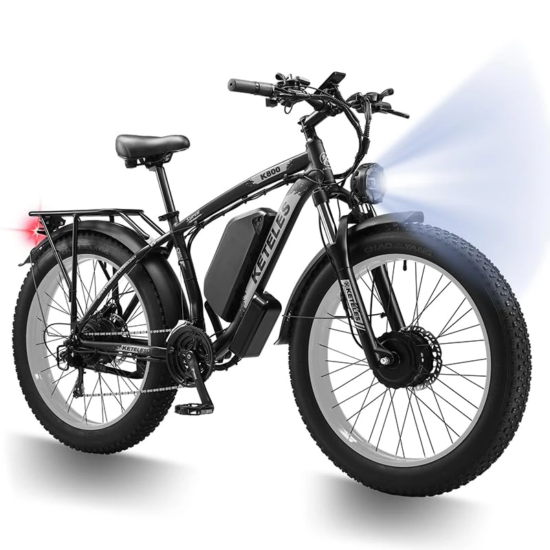 QIKAITU Electric Bike, 48V 23AH E bike with Phone Holder & USB Port, 26" Electric Bikes for Adults, 85NM 250W Ebike 90KM Range 21Speed Hydraulic Disc Brakes LCD Display (White)