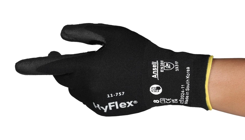 Ansell Hyflex 11-757 Safety Work Gloves Mechanical Protection, Size 8 (M), (12 Pairs)