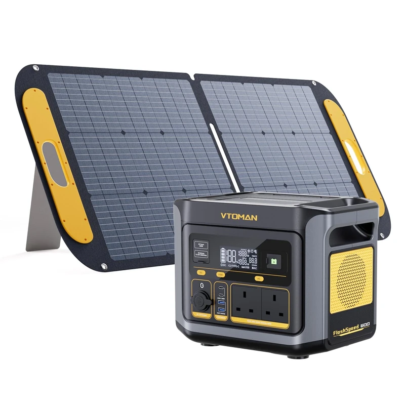 VTOMAN FlashSpeed 600 Portable Power Station with 110W Solar Panel - 499Wh/600W(1200W Peak) Solar Generator with LiFePO4 Battery, 100W USB-C, 60 Min Fast Charging 0-80% for Camping, Fishing, RVs