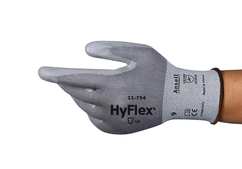 Ansell Hyflex 11-754 Safety Work Gloves Mechanical Protection, Size 8 (M), (12 Pairs)