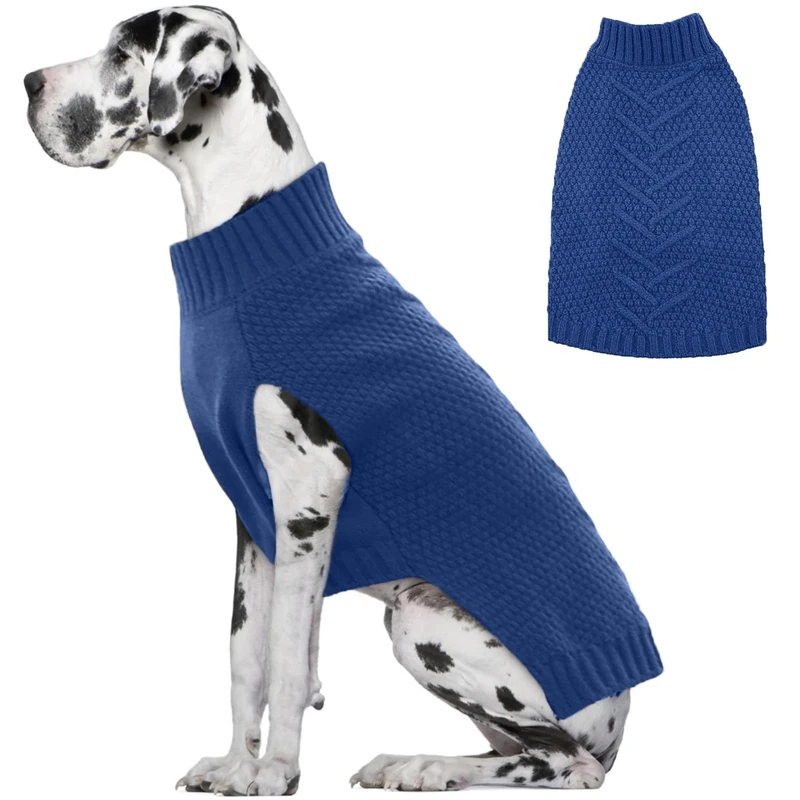 IECOii Big Dog Sweater, XXXXL Dog Sweaters for Extra Large Dogs, Warm Winter Coat for Large Size Dogs, Blue