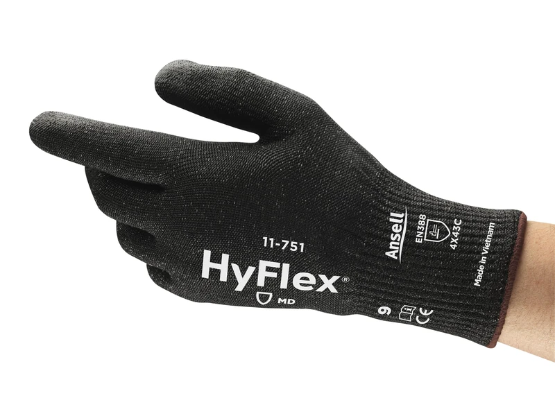Ansell Hyflex 11-751 Safety Work Gloves Mechanical Protection, Size 11 (2XL), (12 Pairs)