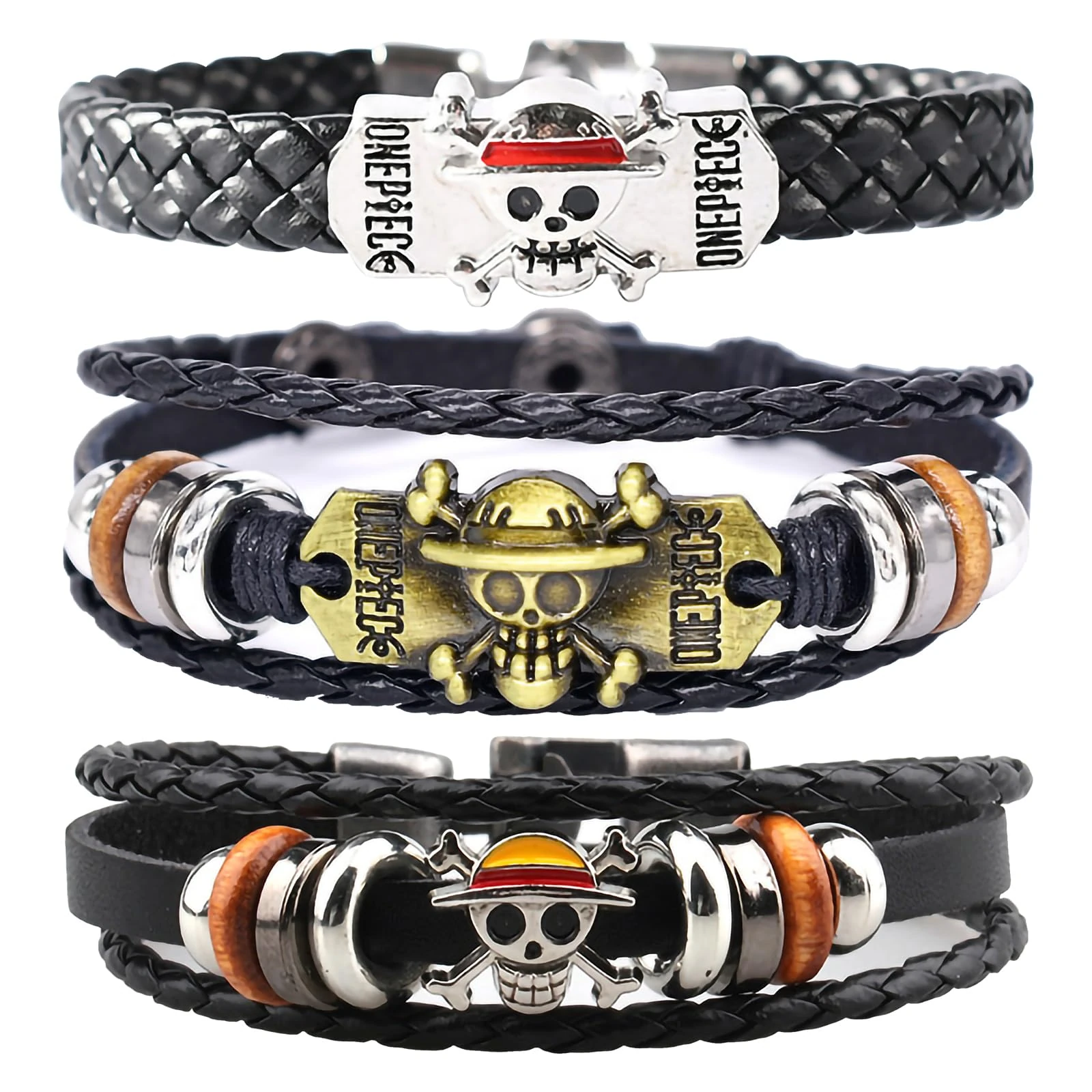 PQKL-party One Piece Bracelet,3pcs One Piece Bracelet Jewellery,One Piece Skull Bracelet,One Piece Anime Bracelet,One Piece Gifts, Gift for Best Friend Cute Bracelet