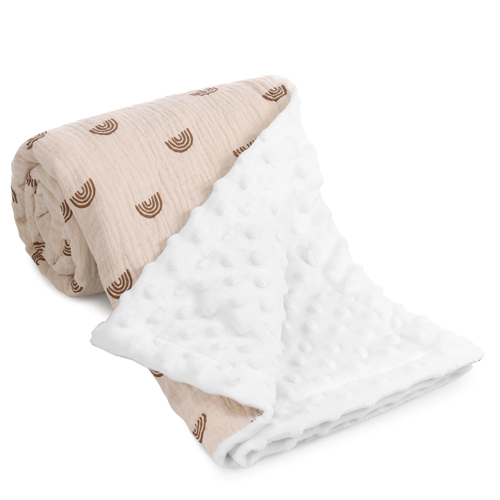 Huiguli Baby Blanket for Newborn, 75x100cm Soft Plush Blankets with Dotted Backing, Wicking and Breathable, Nursery Bed Blankets for Toddlers Boys Girls Unisex, Khaki