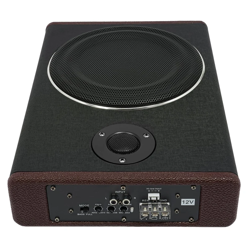 Hydrangeary Car Subwoofer Audio Box, Car Under Seat Slim Amplifier Subwoofer Stereo, 600W, for Car Underseat Backrest Installation, for Most Kinds of Vehicles, Black, 14.57 * 9.84 * 3 in